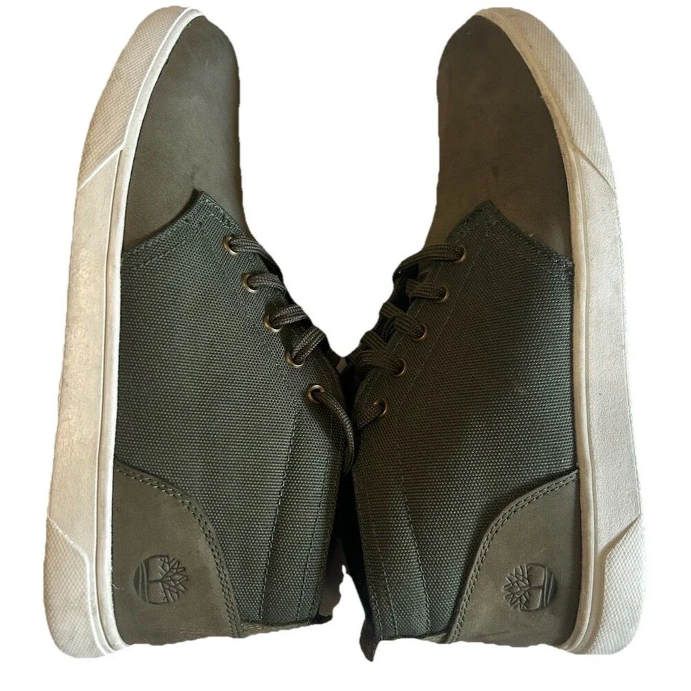 Timberland Davis Square Men's Size 7.5  Chukka Dark Green Nubuck Canvas Sneaker